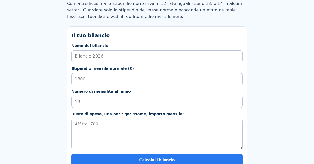 BudgetInItaliano: Bilancio a Buste per Famiglie Italiane (con la Tredicesima)